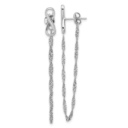 Sterlingsilber Rhodiniert Unendlichkeit mit Gedreht Kette Ohrstecker