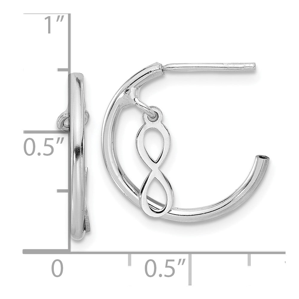 Sterlingsilber Rhodiniert Poliert Unendlichkeit Hängend J-hoop Ohrstecker