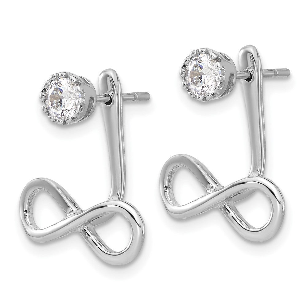 Sterlingsilber Rhodiniert Tropfen Unendlichkeit Jacke Zirkonia Ohrstecker