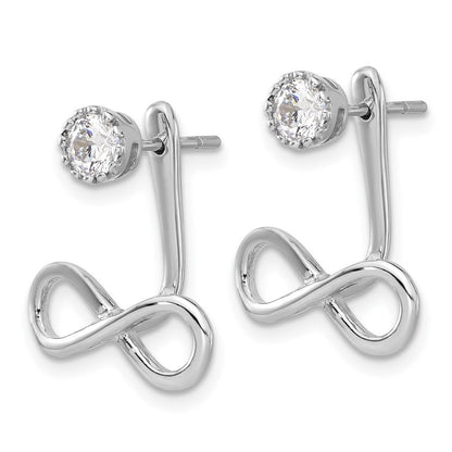 Sterlingsilber Rhodiniert Tropfen Unendlichkeit Jacke Zirkonia Ohrstecker