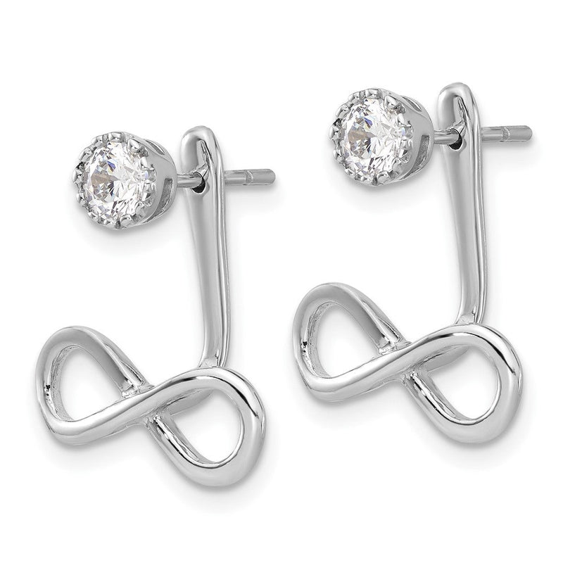 Sterlingsilber Rhodiniert Tropfen Unendlichkeit Jacke Zirkonia Ohrstecker