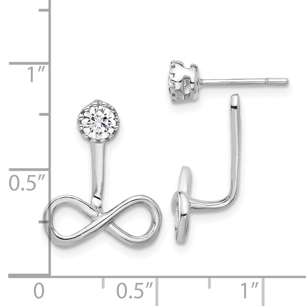Sterlingsilber Rhodiniert Tropfen Unendlichkeit Jacke Zirkonia Ohrstecker