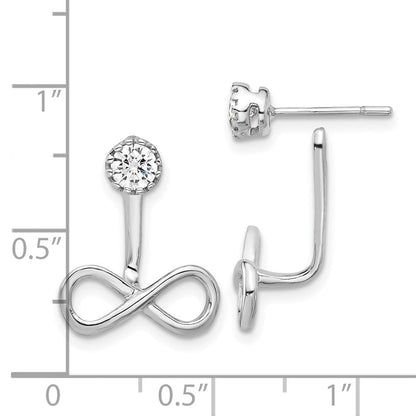 Sterlingsilber Rhodiniert Tropfen Unendlichkeit Jacke Zirkonia Ohrstecker