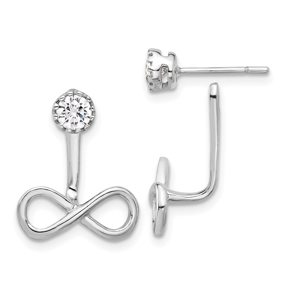 Sterlingsilber Rhodiniert Tropfen Unendlichkeit Jacke Zirkonia Ohrstecker