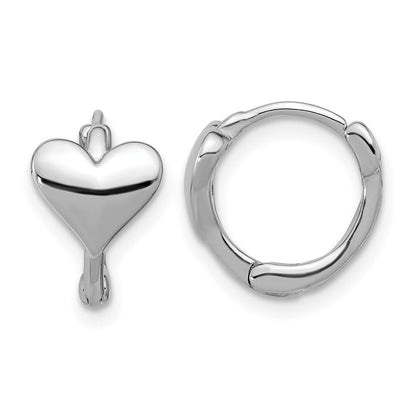 Sterlingsilber Rhodiniert Herz Klappbar Creolen