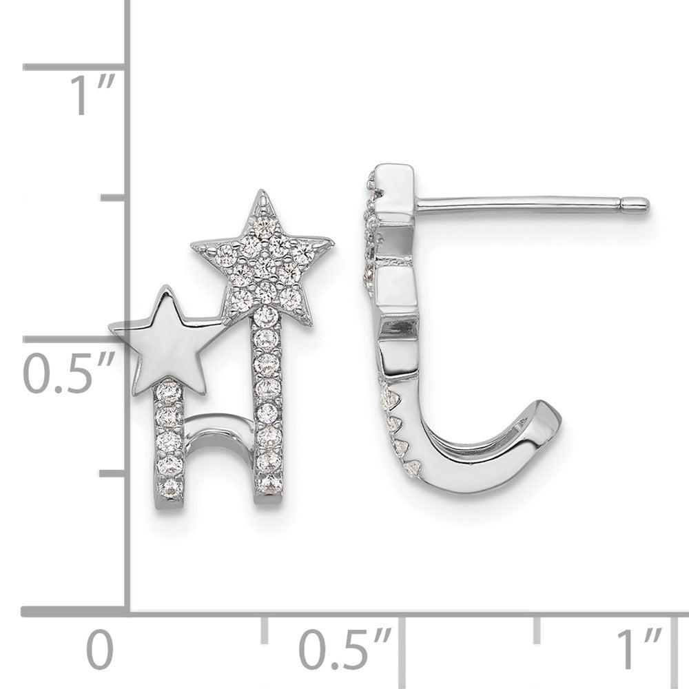 Sterlingsilber Rhodiniert Zirkonia Stern Manschette Ohrstecker