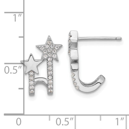 Sterlingsilber Rhodiniert Zirkonia Stern Manschette Ohrstecker