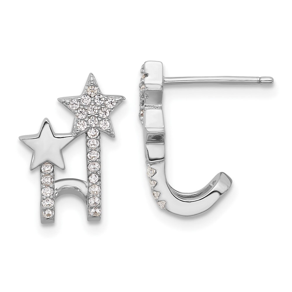 Sterlingsilber Rhodiniert Zirkonia Stern Manschette Ohrstecker