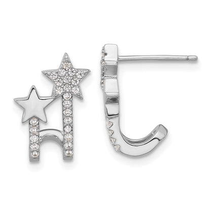 Sterlingsilber Rhodiniert Zirkonia Stern Manschette Ohrstecker