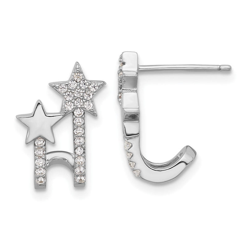Sterlingsilber Rhodiniert Zirkonia Stern Manschette Ohrstecker