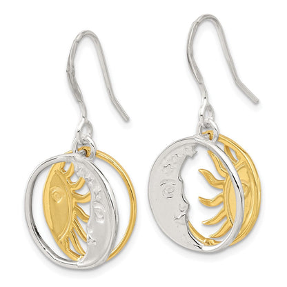 Sterlingsilber Goldfarben Sonne und Mond Ohrhänger