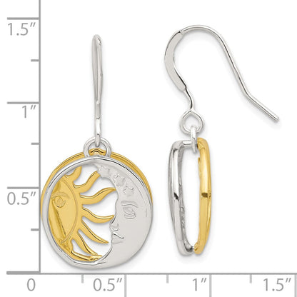 Sterlingsilber Goldfarben Sonne und Mond Ohrhänger