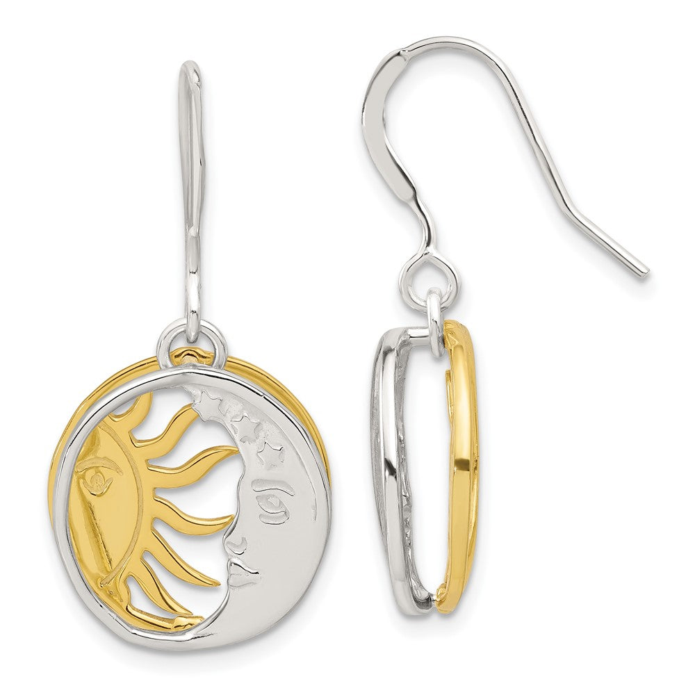 Sterlingsilber Goldfarben Sonne und Mond Ohrhänger