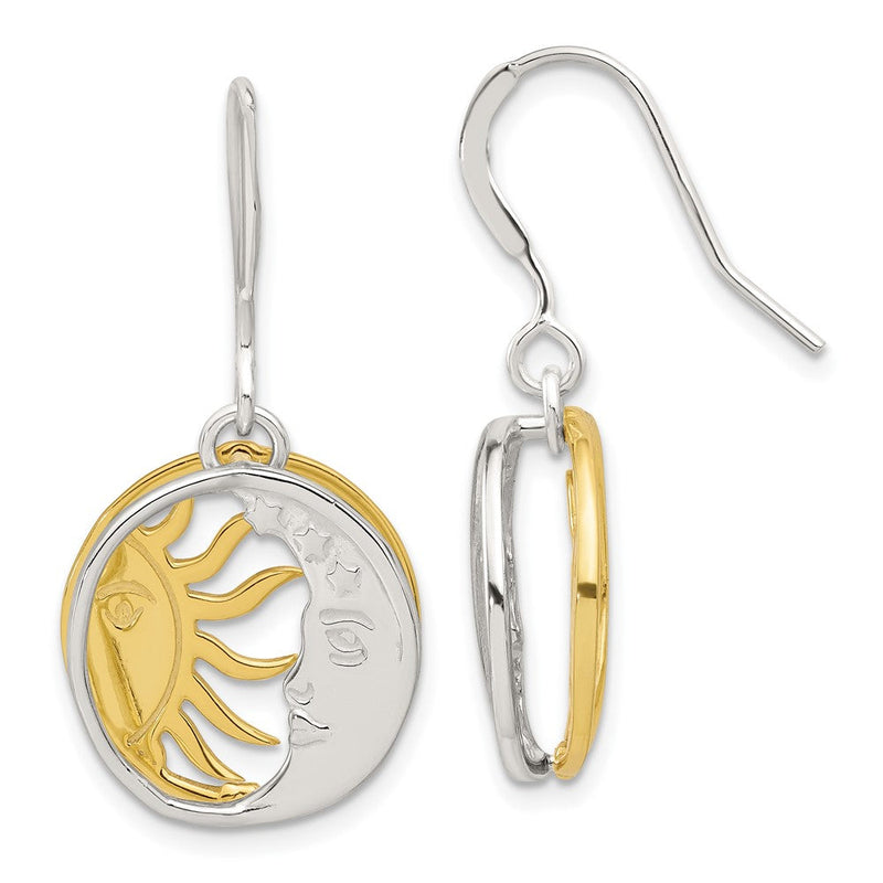 Sterlingsilber Goldfarben Sonne und Mond Ohrhänger