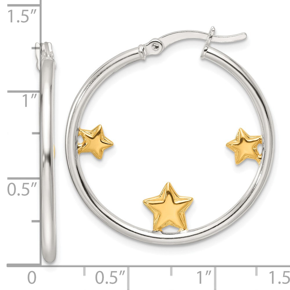 Sterlingsilber und Goldfarben Sterne Creolen