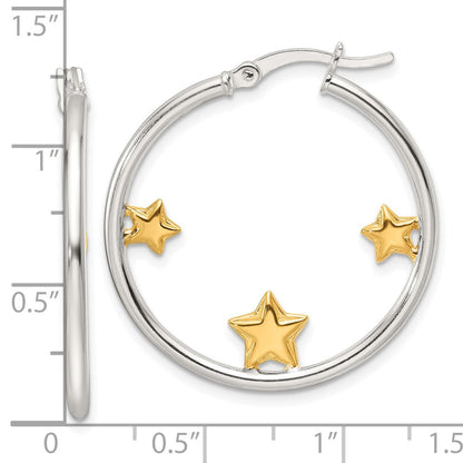 Sterlingsilber und Goldfarben Sterne Creolen