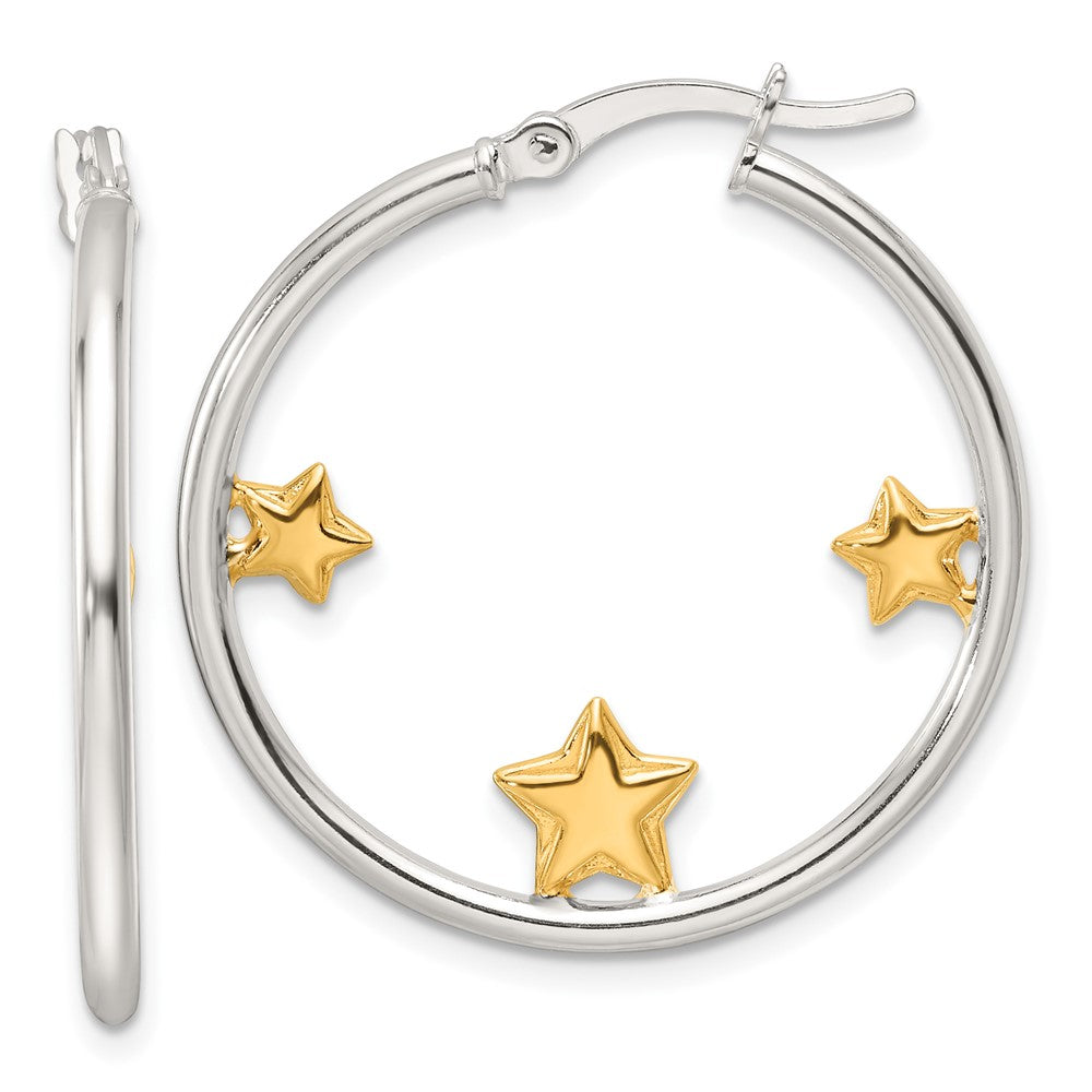 Sterlingsilber und Goldfarben Sterne Creolen