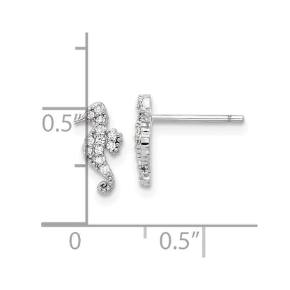 Sterlingsilber Rhodiniert Poliert Zirkonia Seepferdchen Ohrstecker