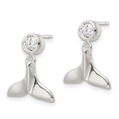 Sterlingsilber Poliert Zirkonia Wal Schwanz Stecker Ohrhänger