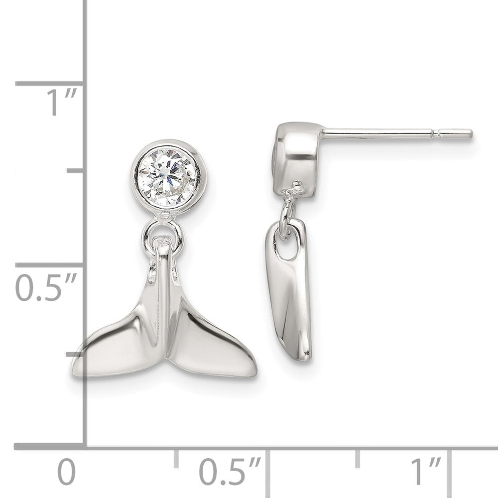 Sterlingsilber Poliert Zirkonia Wal Schwanz Stecker Ohrhänger