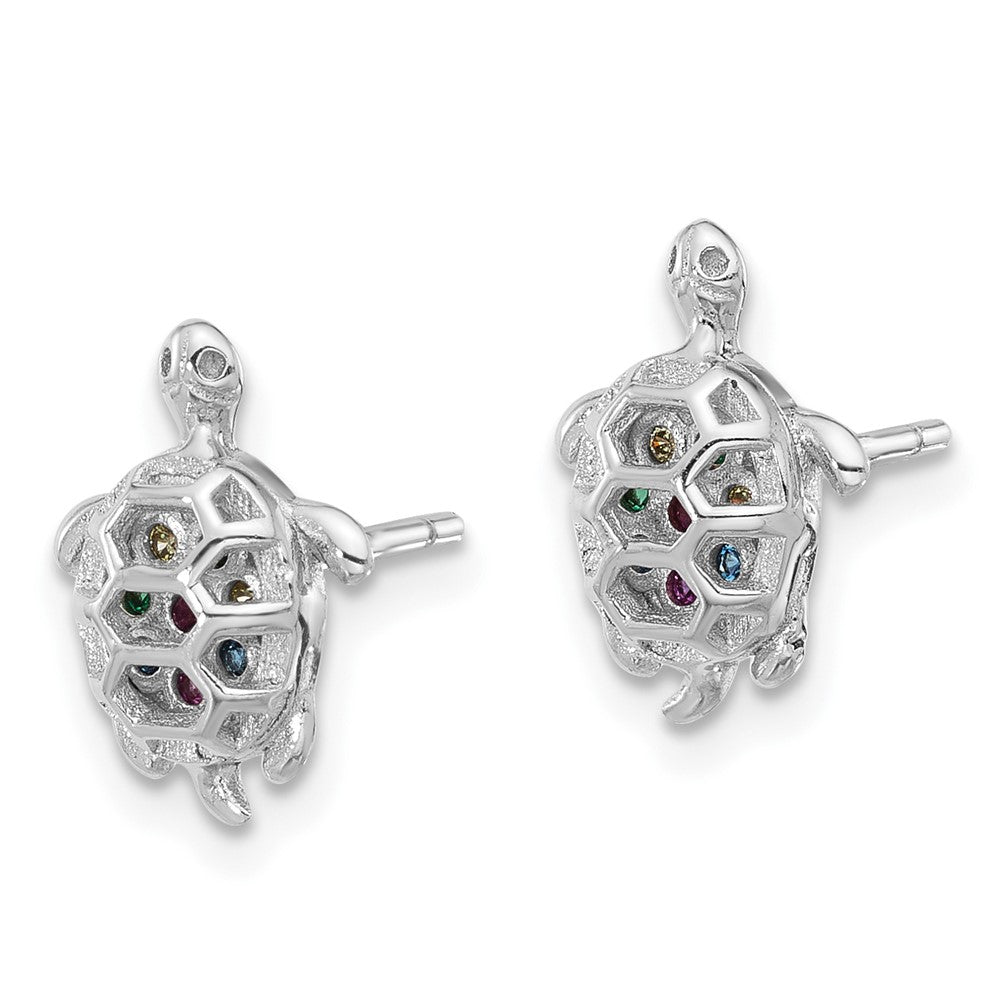 Sterlingsilber Rhodiniert Mehrfarbig Zirkonia Schildkröte Ohrstecker
