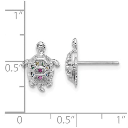 Sterlingsilber Rhodiniert Mehrfarbig Zirkonia Schildkröte Ohrstecker