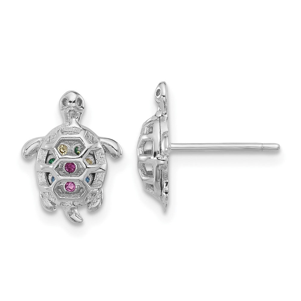 Sterlingsilber Rhodiniert Mehrfarbig Zirkonia Schildkröte Ohrstecker