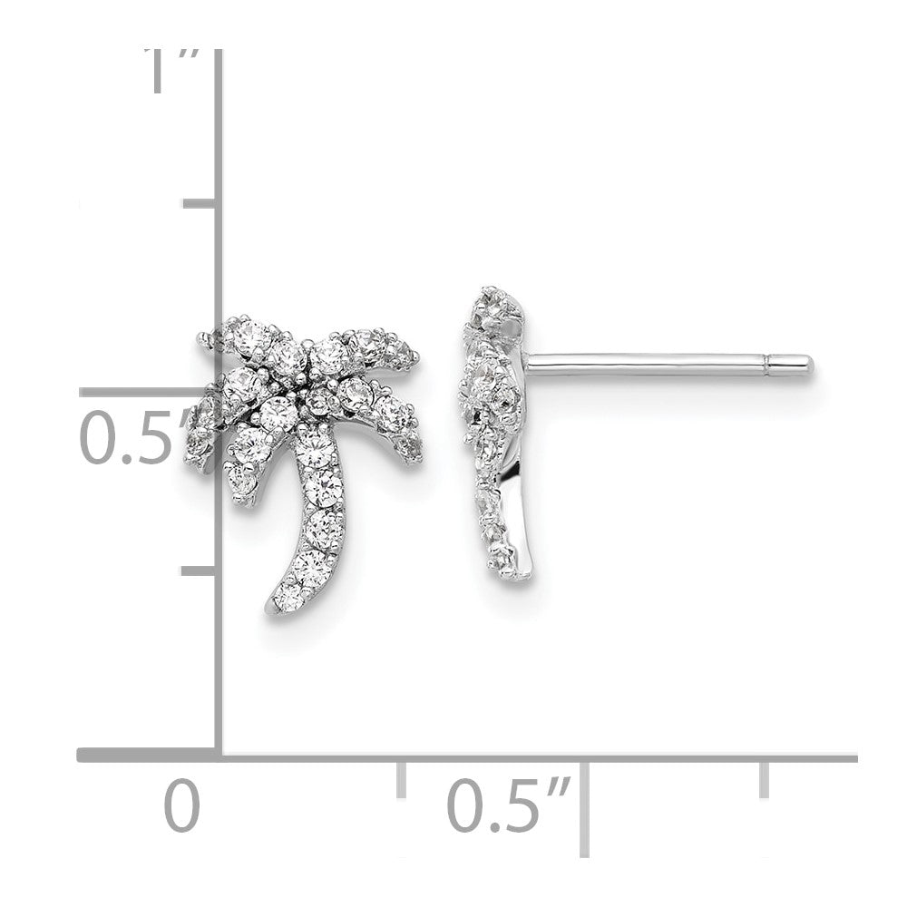 Sterlingsilber Rhodiniert Zirkonia Palme Baum Ohrstecker