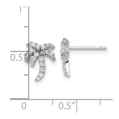 Sterlingsilber Rhodiniert Zirkonia Palme Baum Ohrstecker