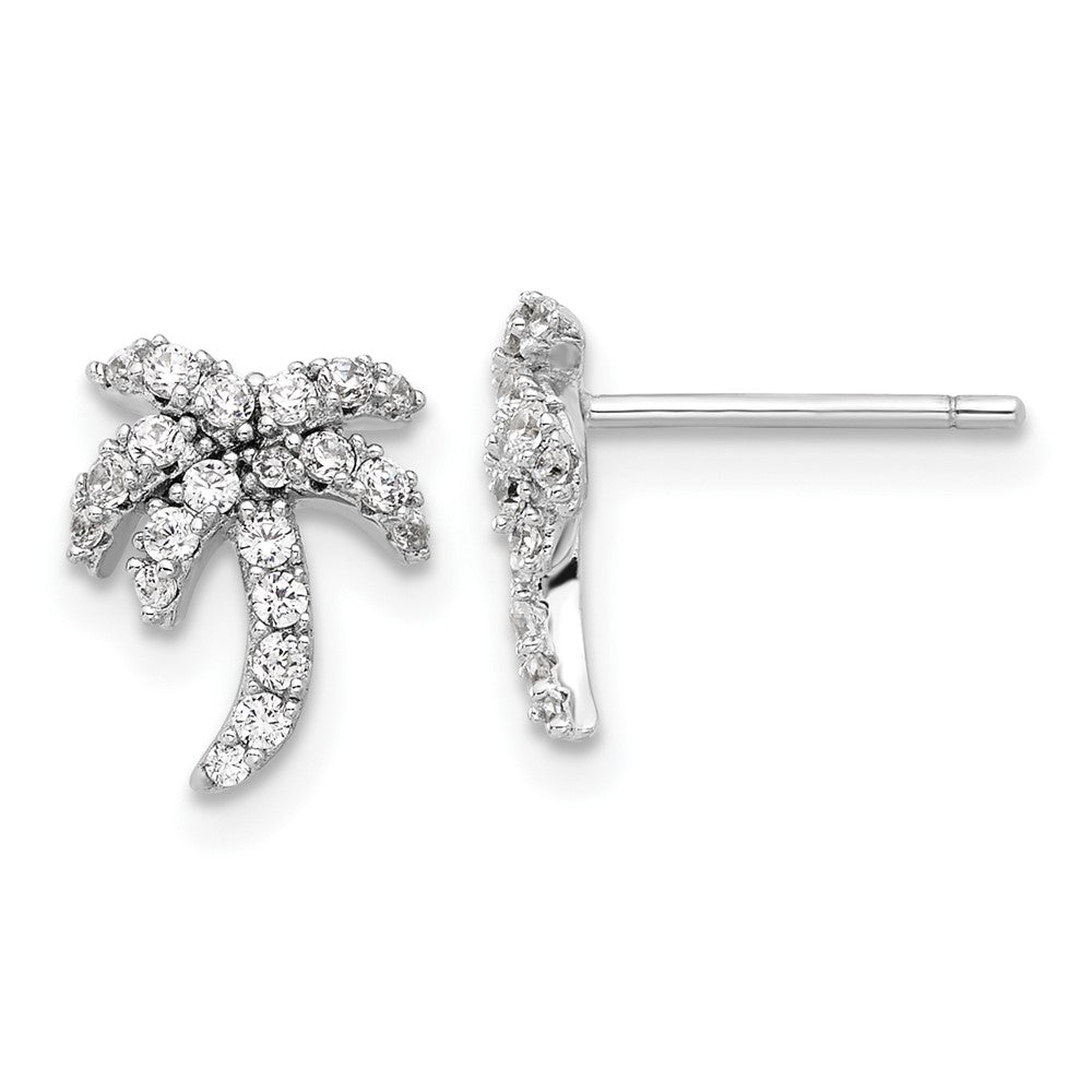 Sterlingsilber Rhodiniert Zirkonia Palme Baum Ohrstecker