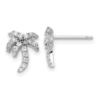 Sterlingsilber Rhodiniert Zirkonia Palme Baum Ohrstecker