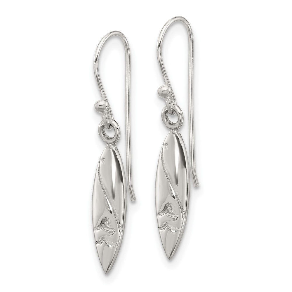 Sterlingsilber Poliert Pointed Oval Welle Shephard Haken Ohrhänger
