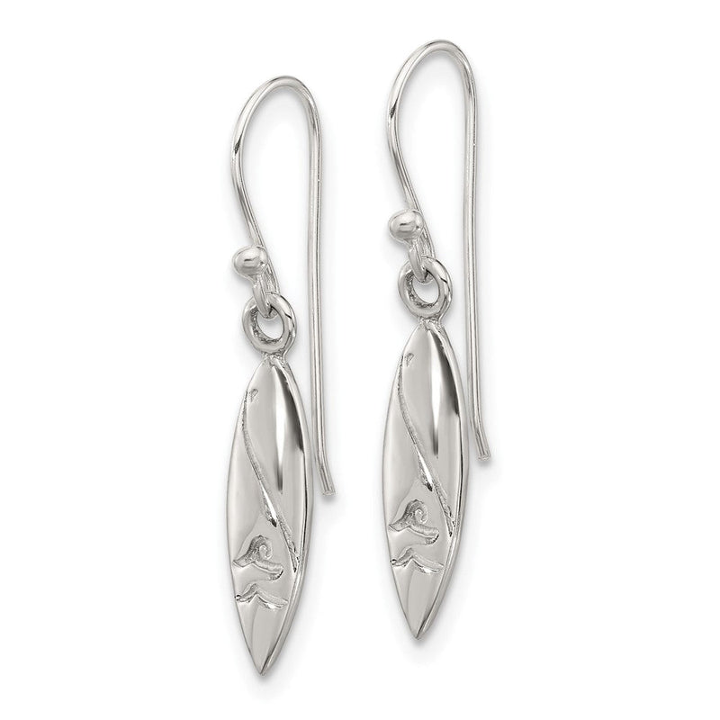 Sterlingsilber Poliert Pointed Oval Welle Shephard Haken Ohrhänger
