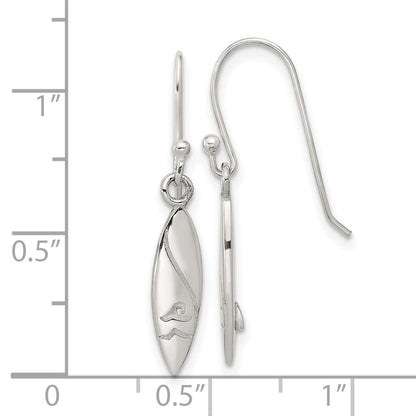 Sterlingsilber Poliert Pointed Oval Welle Shephard Haken Ohrhänger
