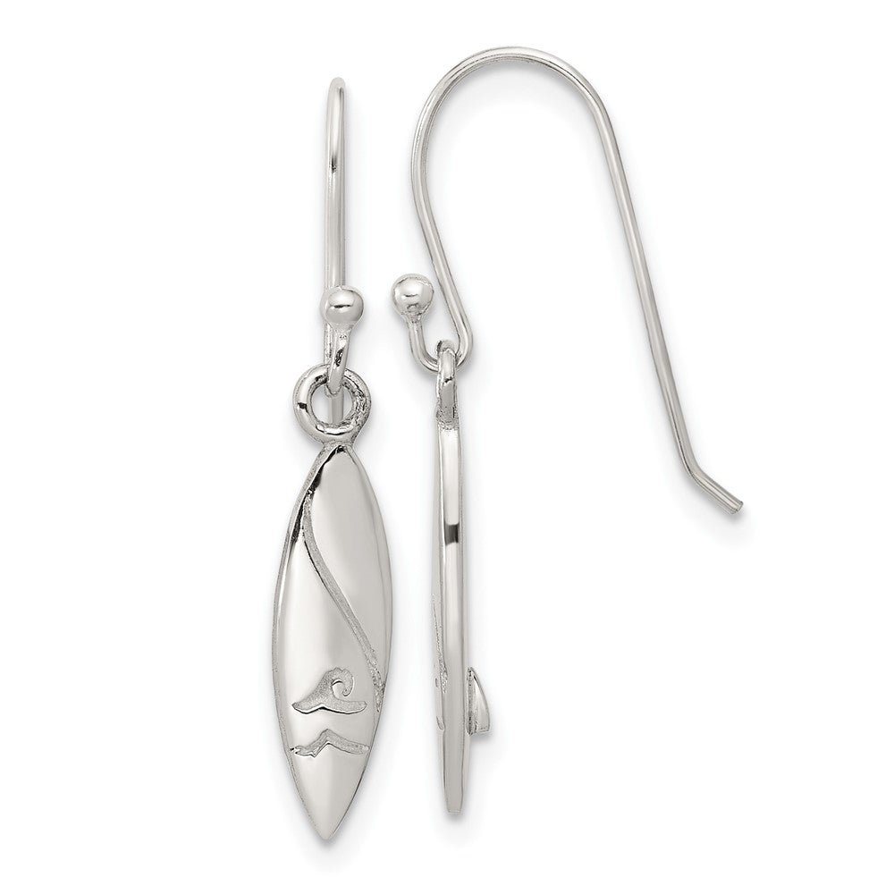 Sterlingsilber Poliert Pointed Oval Welle Shephard Haken Ohrhänger
