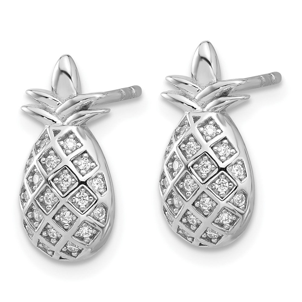 Feuer Sterlingsilber Rhodiniert Zirkonia Pineapple Ohrstecker