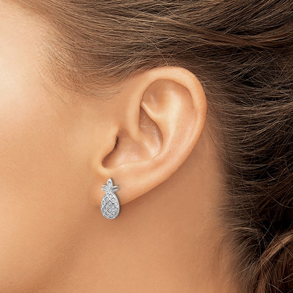Feuer Sterlingsilber Rhodiniert Zirkonia Pineapple Ohrstecker