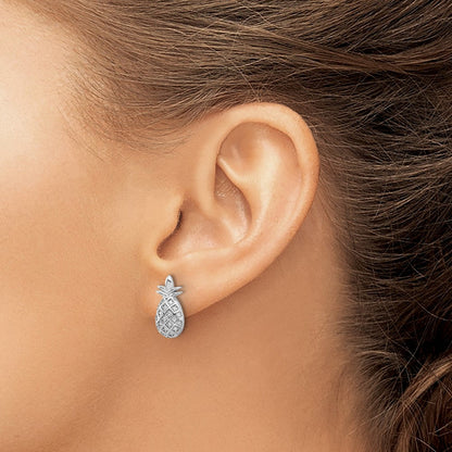 Feuer Sterlingsilber Rhodiniert Zirkonia Pineapple Ohrstecker