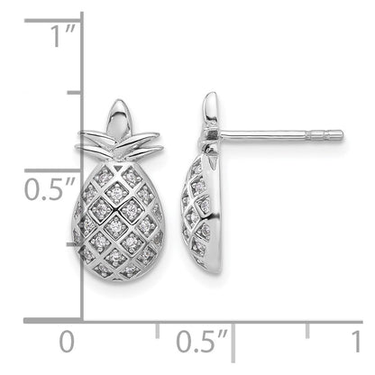 Feuer Sterlingsilber Rhodiniert Zirkonia Pineapple Ohrstecker
