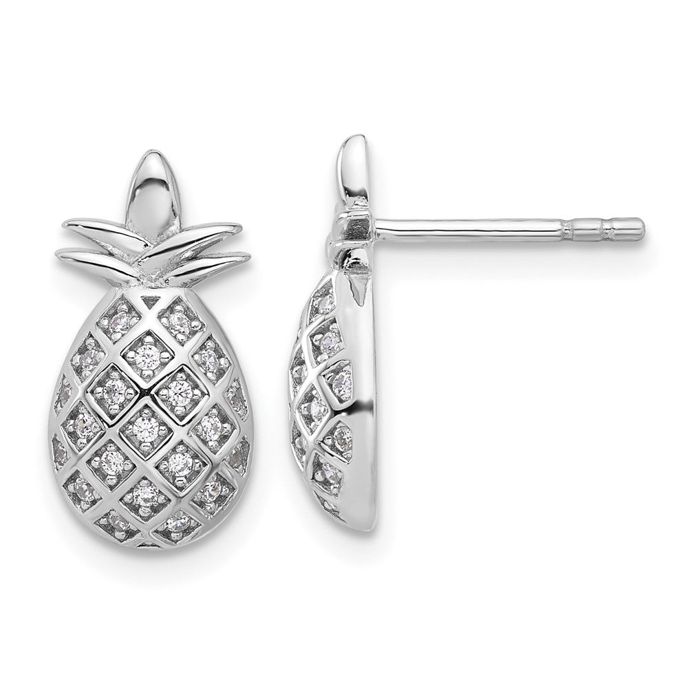Feuer Sterlingsilber Rhodiniert Zirkonia Pineapple Ohrstecker