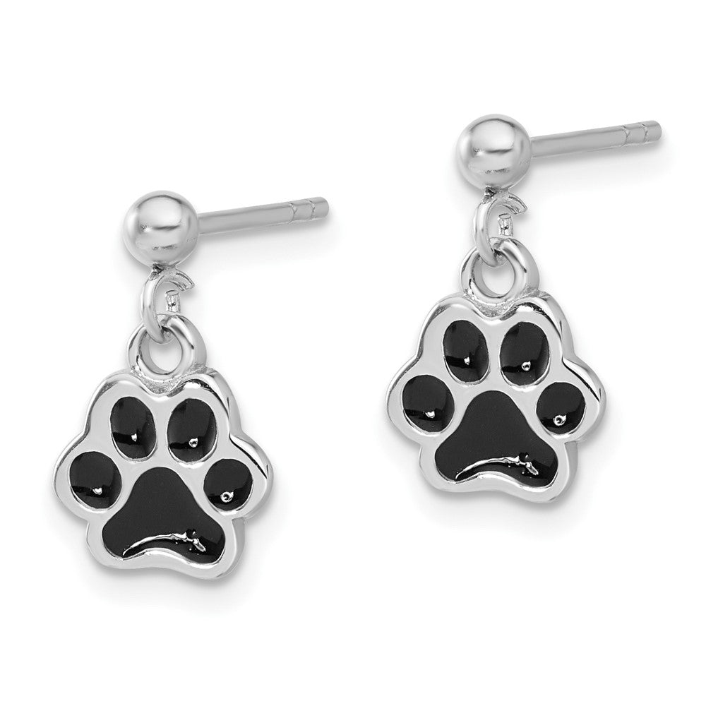 Sterlingsilber Rhodiniert Emailliert Hund Paw Stecker Ohrhänger
