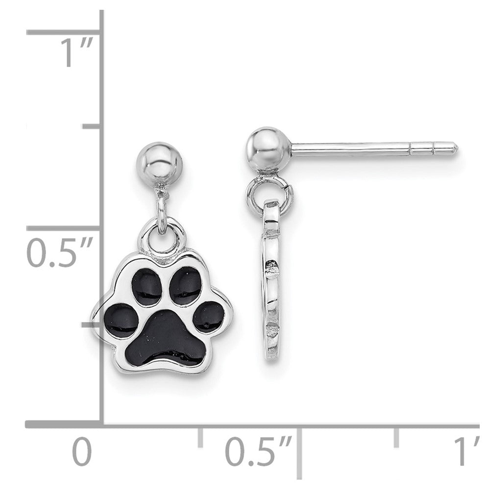 Sterlingsilber Rhodiniert Emailliert Hund Paw Stecker Ohrhänger