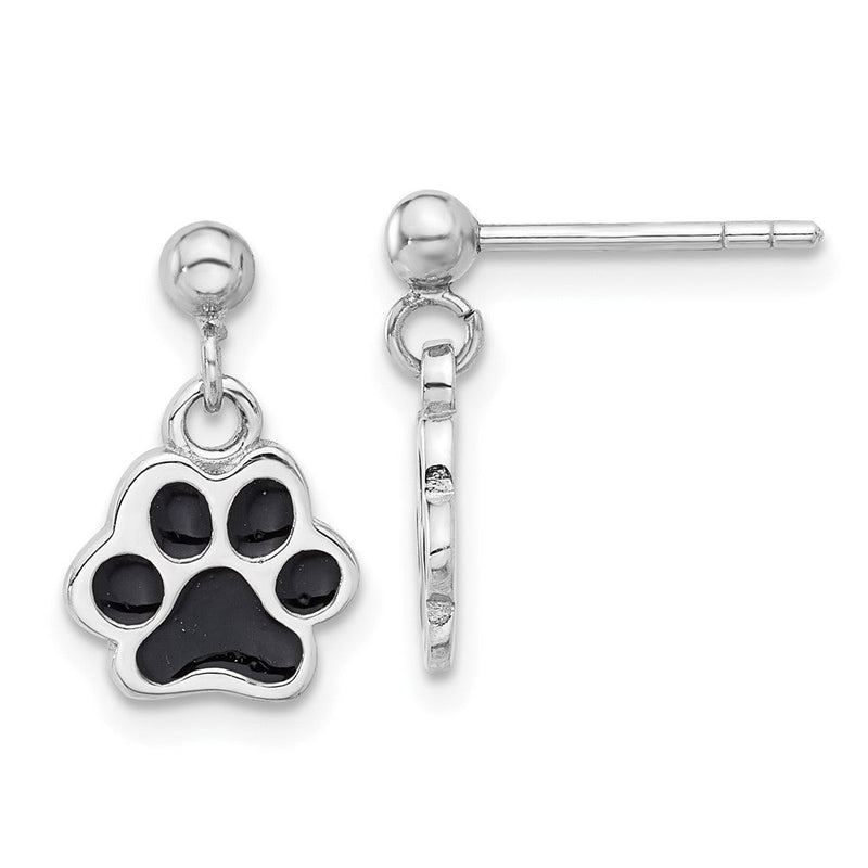 Sterlingsilber Rhodiniert Emailliert Hund Paw Stecker Ohrhänger