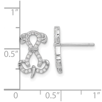 Sterlingsilber Rhodiniert Zirkonia Hund Ohrstecker