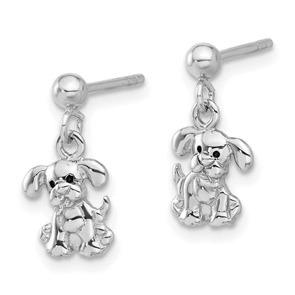 Sterlingsilber Rhodiniert Emailliert Hund Stecker Ohrhänger