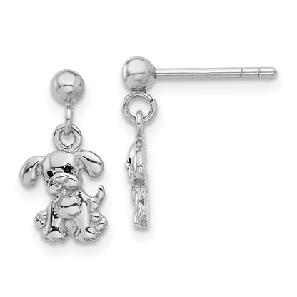 Sterlingsilber Rhodiniert Emailliert Hund Stecker Ohrhänger