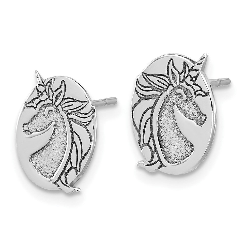 Sterlingsilber Rhodiniert Einhorn Ohrstecker