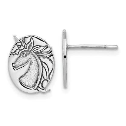 Sterlingsilber Rhodiniert Einhorn Ohrstecker