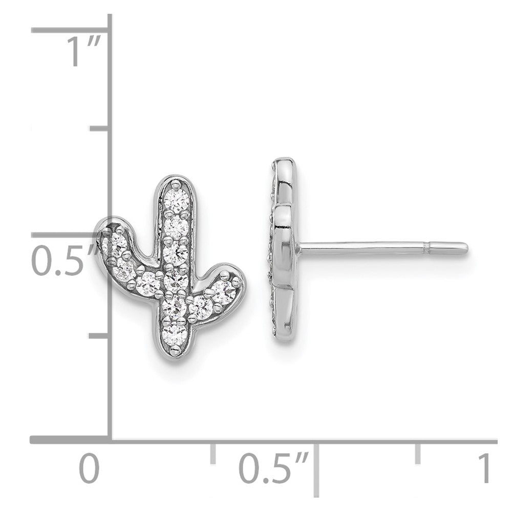 Sterlingsilber Rhodiniert Zirkonia Cactus Ohrstecker