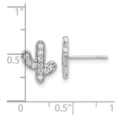 Sterlingsilber Rhodiniert Zirkonia Cactus Ohrstecker